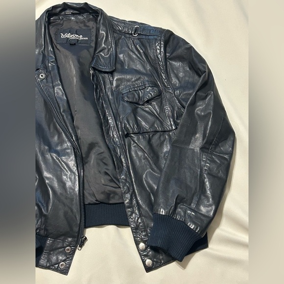 Vintage Wilson Black Leather Bomber Jacket Men’s Size 44 - Picture 3 of 12